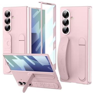 Imagem de YQODSZ Capa para Samsung Galaxy Z Fold 7 com alça de dedo, capa de telefone fina de corpo inteiro com protetor de tela com suporte protetor de tela com borda elevada para mulheres meninas capa com