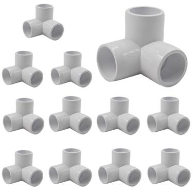 Imagem de AUXBC 12 peças de conectores T de PVC de 3 vias de 1/5.1 cm, encaixes de cotovelo de canto de grau para móveis, junta de ângulo reto para estrutura de barraca de jardim e galpão de jardim sistema