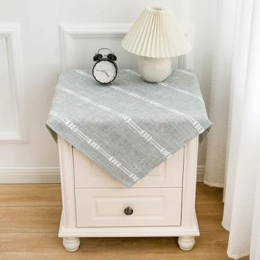Imagem de Wuluwala Toalha de mesa quadrada pequena bordada rústica casa de fazenda jacquard listrada mesa de cabeceira capa de mesa de café adequada para mesa de cabeceira, TV, micro-ondas, máquina de lavar
