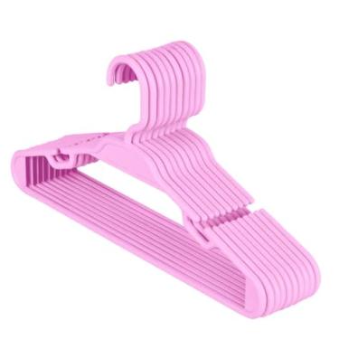 Imagem de Cabide Infantil em Polipropileno, Rosa, 30 Unidades, Design Arredondado, 28 x 14 cm, 5,5mm Espessura, para Roupas de Bebê e Criança 0-6 Anos