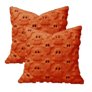 Imagem de Capas de almofada fantasma de Halloween 45,7 x 45,7 cm, pacote com 2 fronhas de almofada fantasma de Halloween, capas decorativas para sofás, poltronas, cama, quarto, sala de estar, férias, decoração