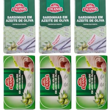 Imagem de 3X Sardinha em Azeite de Oliva Extravirgem e 3X Atum Sólido em Azeite de Oliva Extravirgem em Lata Ramirez - Rico em Ômega 3 - Tampa Abre Fácil