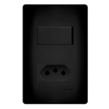 Imagem de Interruptor 16A + Tomada 20A Placa4X2 Habitat Black