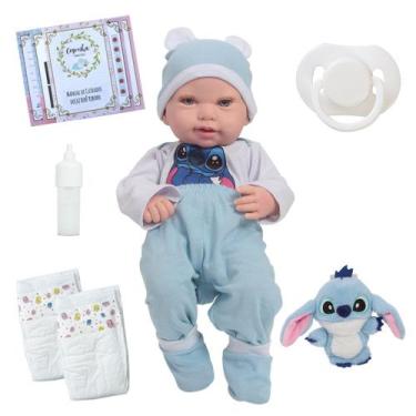 Imagem de Boneca Bebê Reborn Larinha Stitch 43cm Com Kit Acessórios - Cegonha Re