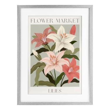 Imagem de Stupell Industries Impressão emoldurada cinza dos lírios do mercado de flores sob o vidro por Courtney Haley, 23 x 17