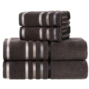 Imagem de Jogo Toalha de Banho Karsten Gigante Fio Penteado 4 Peças, Carbono