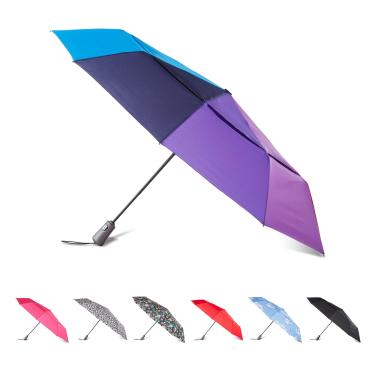 Imagem de totes Guarda-chuva dobrável masculino e feminino com proteção solar à prova de vento e fechamento automático, Arco-íris, 43" Canopy