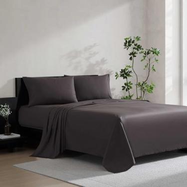 Imagem de Vera Wang - Conjunto de lençóis King Size, absorvente de umidade e algodão refrescante, leve para conforto durante todo o ano - Lençóis de cama com fronhas combinando e lençol com elástico (marrom