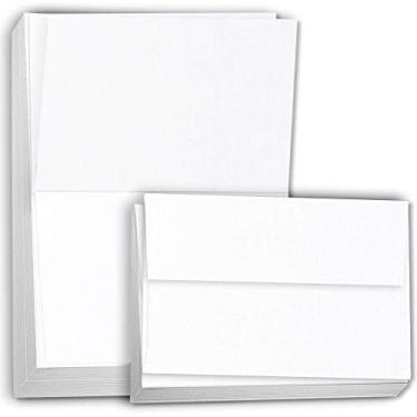 Imagem de Hamilco Cartolina de linho cartões em branco dobrados com envelopes 12 x 18 cm - papel cartolina de linho marcado, capa de 36 kg - pacote com 100