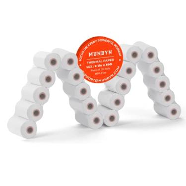 Imagem de MUNBYN Papel térmico de 2 1/1.2 x 15.2 m (20 rolos), papel de recibo livre de BPA, papel de recibo térmico de 58 mm para mini impressora térmica POS de 58 mm e máquinas de cartão de crédito com