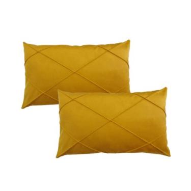 Imagem de Par de Almofada  Retangular Suede Drapeada Baguete 30x50 - Enxovais An