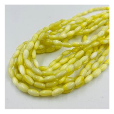 Imagem de 3 Fios de Pedras Arroz 8x4mm 105un Amarelo Claro 30cm Arte - Macall