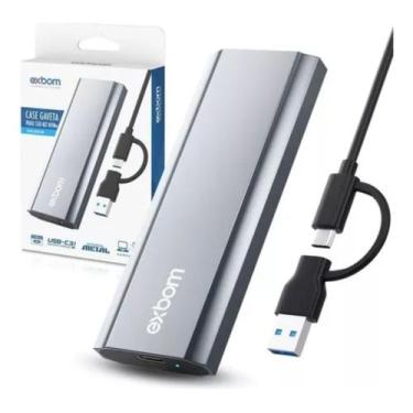 Imagem de Case Gaveta SSd M.2 Nvme 2230 a 2280 USB 3.1 e USB-C 10GB/s - Exbom