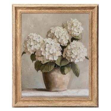 Imagem de ASTRDECOR Arte de parede emoldurada, impressão em tela de flores decorativas, decoração de parede de casa moderna - 20 x 25 cm