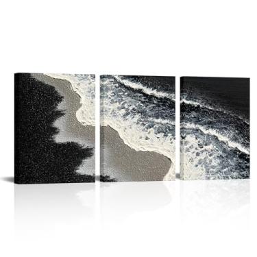 Imagem de Sepwrol Pintura a óleo sobre tela abstrata pintada à mão - Decoração de parede texturizada com paisagem oceânica