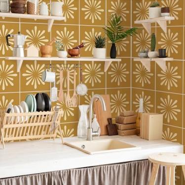 Imagem de Alwayspon Adesivo de azulejo, 25 peças x 15 cm/15.2 cm adesivo autoadesivo marrom laranja em azulejos adesivo de transferência para banheiro cozinha, backsplash para fogão, adesivo adesivo de vinil
