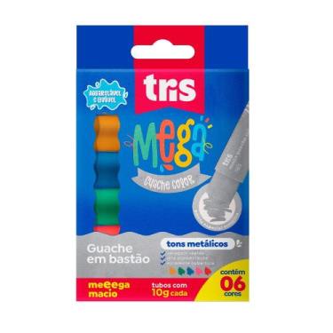 Imagem de Tinta Guache em Bastão Tris 6 Cores Tons Metalicos 911537