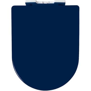 Imagem de Assento De Vaso Sanitário De Liberação Rápida De Fechamento Macio Resistente Para Família De Banheiro, Design Ergonômico Com Dobradiças Ajustáveis, 6 Cores Disponíveis, Navy Blue, Onesize