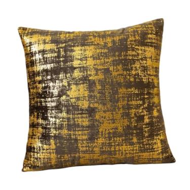 Imagem de ＫＬＫＣＭＳ Capa de almofada decorativa 17x17 polegadas, macia, quadrada, lavável, capa de almofada de luxo para hotel, fazenda, sofá, escritório, Café Ouro