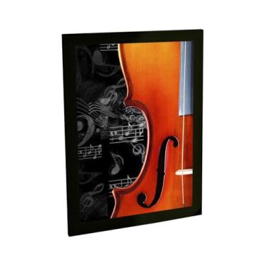 Imagem de Quadro Decorativo Violino Ilustração Notas Musicais Instrumento Decoração Poster Quarto Sala