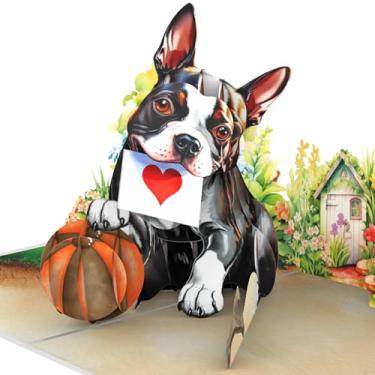 Imagem de Cartão de aniversário para amantes de cães – Boston Terrier 3D Pop Up Card – Cartão engraçado para homens, mulheres, marido, esposa – para aniversário, dia dos namorados, aniversário – com envelope e