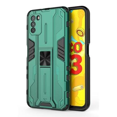 Imagem de SORAKA Capa para Xiaomi POCO M3 com suporte Capa de proteção resistente para Xiaomi POCO M3 Capa com placa de metal para suporte magnético para carro Capa Silm Fit