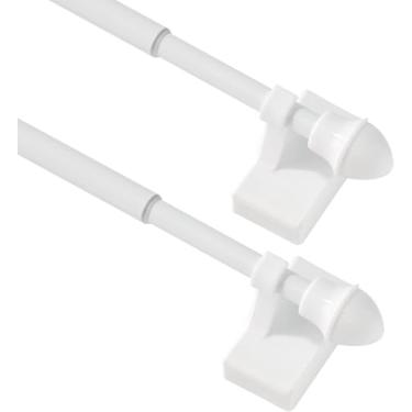 Imagem de Pacote com 2 varões de cortina magnéticos para janelas de portas de metal, 22,5 a 40,6 cm, aparelho ajustável multiuso para ferro e aço, 1/2 polegada de diâmetro, sem ferramentas, branco