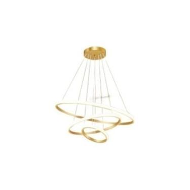 Imagem de Lustre Controle Remoto Moderno Lustre De Teto De Alto Brilho De Luxo Nórdico LED De 3 Cores De Luz Pendente 110V-220V(C-Dourado（110V-220V）)