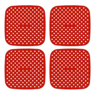 Imagem de Kit 4 Protetores Quadrados Tapete Silicone Fogão Indução 19 cm Almofada Protetora Linha Premium M5 Armarinhos (Vermelho)