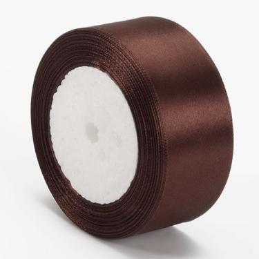 Imagem de Fita de cetim marrom de 3,8 cm x 25 m, fitas de tecido de face única para rosas eternas, buquês de flores, embrulho de presente, artesanato, chá de panela, decoração de casamento