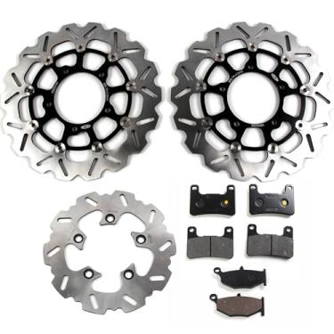 Imagem de Arashi Rotores de disco de freio dianteiro traseiro com pastilhas para Suzuki GSXR 600 750 2006-2007, GSXR 1000 2007-2008, acessórios de substituição de motocicleta preto