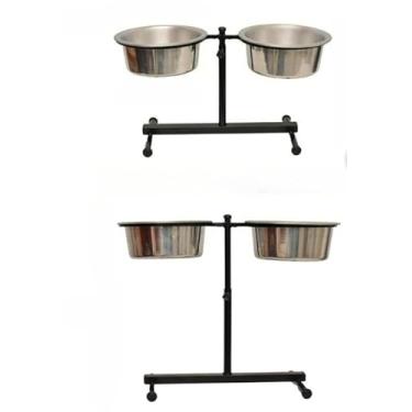 Imagem de Comedouro Elevado AjustáVel Para CãEs De Todos Os Portes, Comedouro Duplo Altura ReguláVel Para Porte P, M, G E Filhotes/Gatos, Para A SaúDe Das ArticulaçõEs(Pequeno Preto)