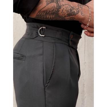 Imagem de Calça Masculina Alfaiataria Ajuste Lateral - Dennis Beumont, Cinza, P