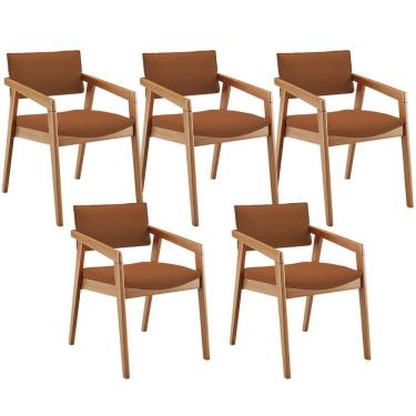 Imagem de Kit 05 Cadeiras Para Sala de Jantar Estar Living Giorgia B04 Bouclê Terracota - Lyam Decor
