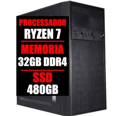 Imagem de Pc Computador Ryzen 7 Cpu 3.7Ghz, 32Gb Ddr4, Ssd 480Gb, GeForce (16GB DDR4)