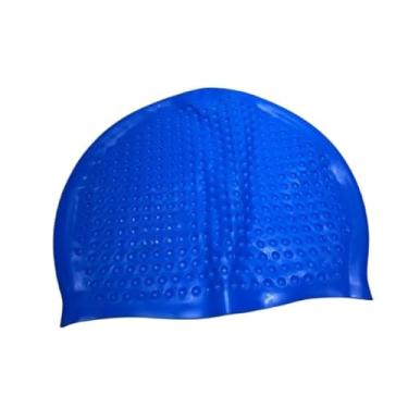 Imagem de Touca De Natação De Silicone Para Adultos, Com bolinhas, À Prova D'água E Antiderrapante (Azul)