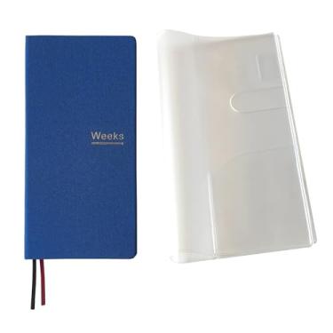 Imagem de Agenda semanal sem data, organizador de bolso, agenda, agenda, bloco de notas A6 (azul com capa)