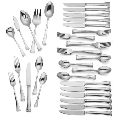 Imagem de Conjunto de Talheres, Sofisticação e Durabilidade para Sua Casa com 65 Peças e Material de Aço Inoxidável, LENOX, Prata