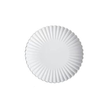 Imagem de Prato de serviço nórdico criativo cerâmica redonda crisântemo prato de jantar frutas salada bolo prato bife cozinha ocidental utensílios de mesa 8 polegadas 10 polegadas pratos (cor: branco 20.3 cm)