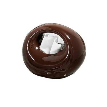 Imagem de Porta-lenços de cerâmica porta-guardanapos formato exclusivo adequado para hotel, quarto, suporte de caixa de lenços de papel de cozinha (marrom)