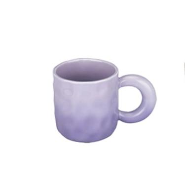 Imagem de hezhuhe2258 Caneca de café com alça grossa, 1 conjunto de caneca de café gradiente, capacidade de 290 ml para copo de água de irmãs amantes de armazenamento de xícara de café da manhã (roxa)