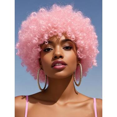 Imagem de Peruca GKTineke Pink Afro 20cm 70s Disco para mulheres negras