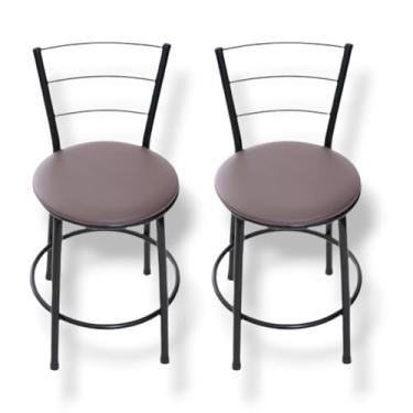 Imagem de 2 BANQUETAS BAIXA 3 ARAME 70 CM ALTURA TOTAL COZINHA (MARROM)