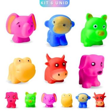 Imagem de Kit Brinquedo De Vinil Hora Do Banho Animais Fazenda P/ Bebê - Europio