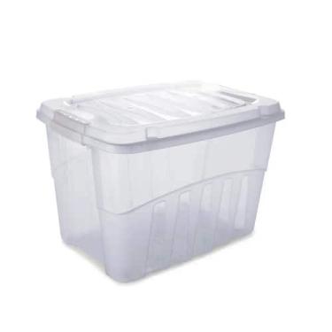 Imagem de Caixa Organizadora Plástica 28L Tampa Travas Transparente - PLASUTIL