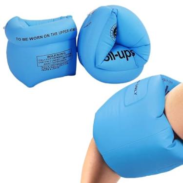 Imagem de Pacote com 2 faixas infláveis de PVC azul, mangas flutuantes, brinquedos de mergulho na piscina para adultos, anéis de natação