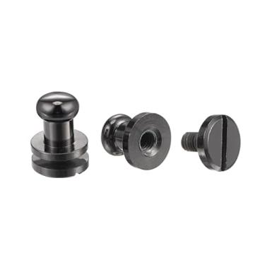 Imagem de Conjunto de 5 6 mm de latão sólido cabeça redonda parafuso rebites fixadores de pino para artesanato de couro faça você mesmo carteira carteira decoração de bolsa, preto