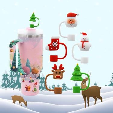 Imagem de Tampa de palha para Stanley Cup, bonito topo de palha de Natal 10 mm 1 cm tampas de canudo reutilizáveis