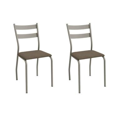 Imagem de Cadeira Sala De Jantar Bali 2c141nk Aço Kit 2 Un Niquel-suede Cappuccino - Kappesberg