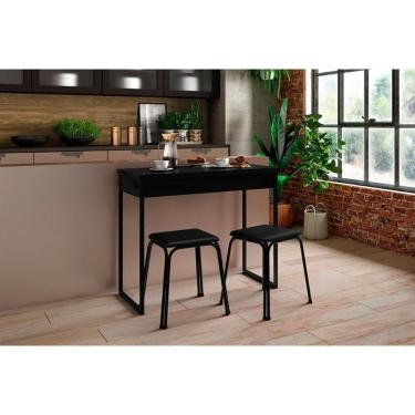 Imagem de Mesa Para Cozinha Dobrável 1590 C- 2 Banquetas Preto - Carraro